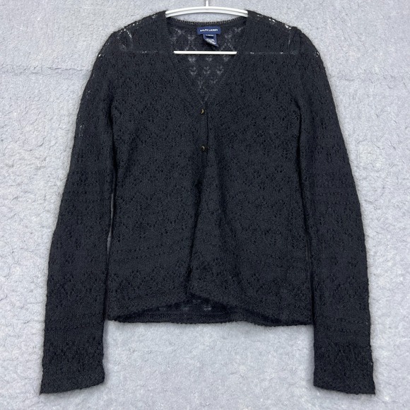Ralph Lauren Sweaters - Ralph Lauren Cardigan Women's Large Black Mohair/Wool Knit Lightweight Button Up